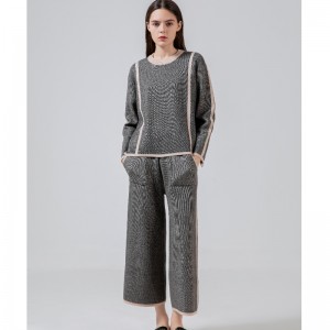 Casual μόδας Ευέλικτο πλεκτό λινό σύνολο δύο τεμαχίων 68008#