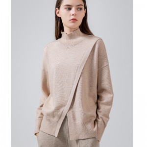 Μοντέρνα τάση casual joker Ίδρυμα υψηλό λαιμό knit split single top 68038#